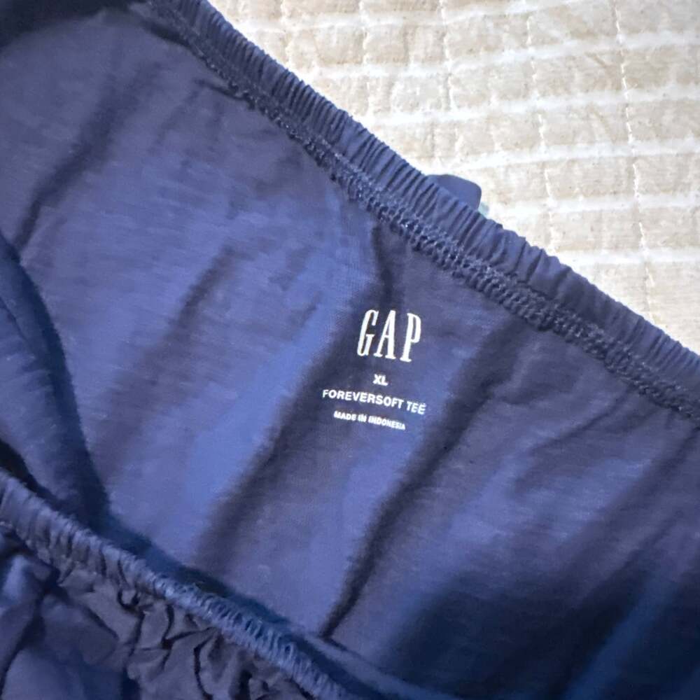 GAP ForeverSoft XL Navy Blue One-Shoulder Ruffle Tee Blouse